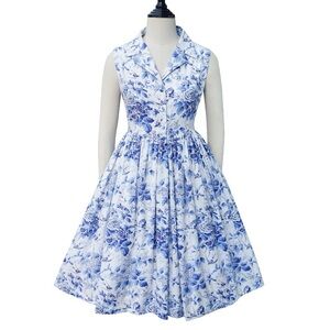 Floral Blue and White Dress